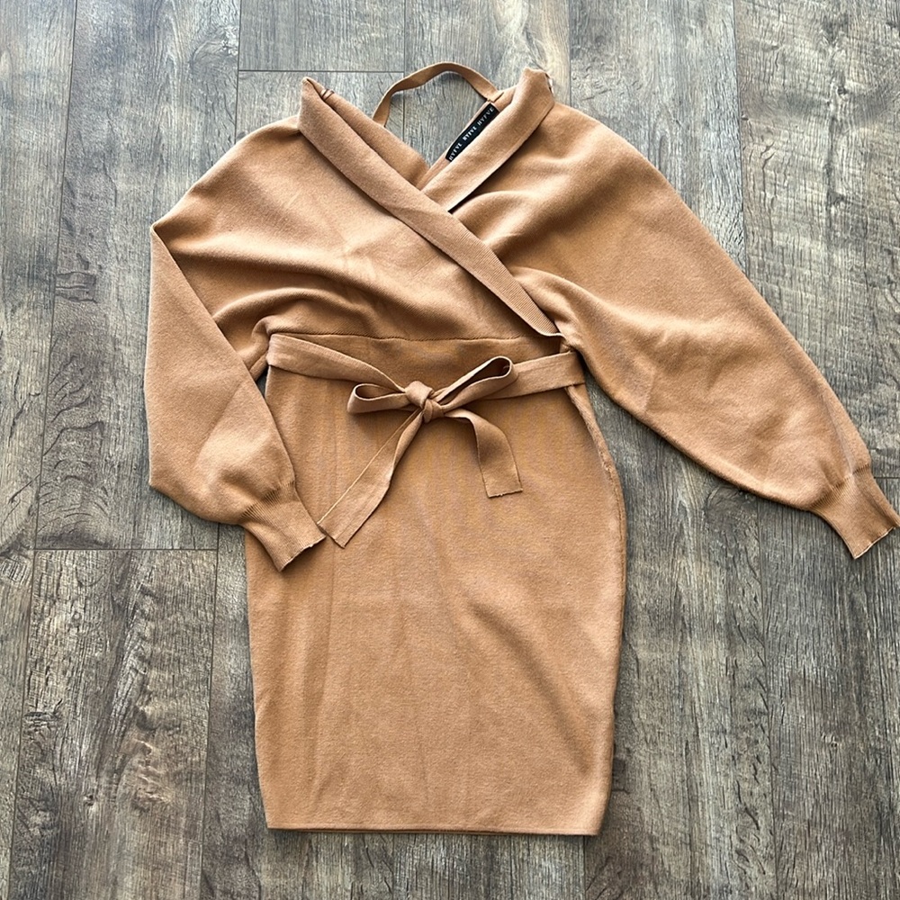 Women’s Hyfve Sweater Wrap Dress, Camel, Size M fits likes a Small, worn once